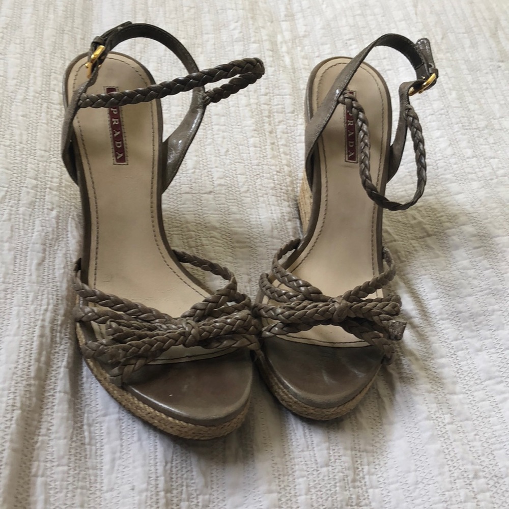Prada espadrilles wedge sandal size 38